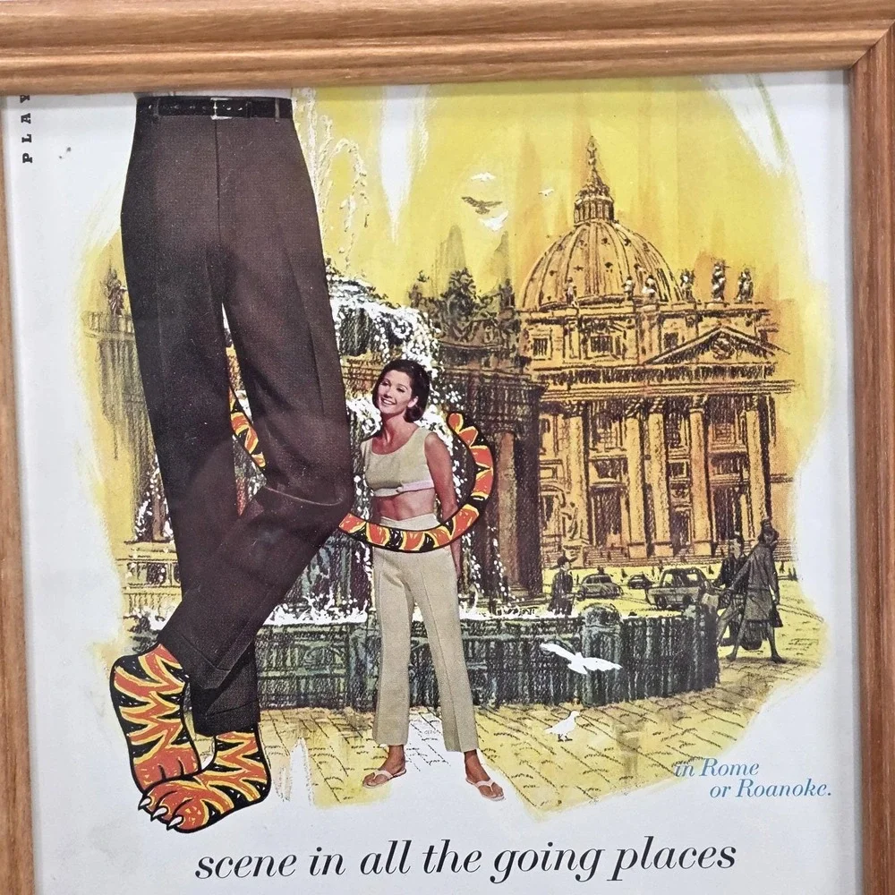 Vintage 1965 Framed Art Dickies Pants Tiger Magazine Ad Advertisement Man Cave